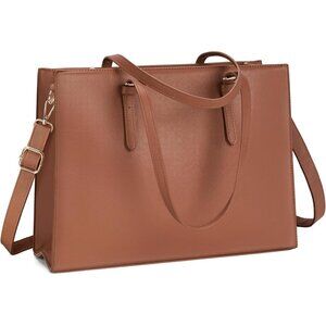 Laptop Bag for Women Waterproof Lightweight Leather 15.6 Inch Computer Tote Bag